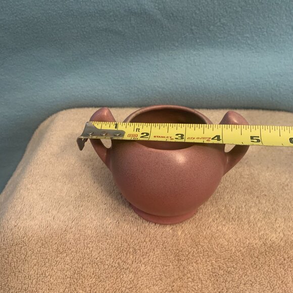BOWL - vintage NILOAK Pottery Hywood sugar bowl Ozark Dawn double handle, rose - Picture 10 of 12